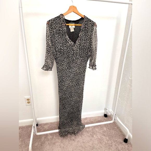 Vintage 100% Silk ICE Dress Black/White Animal Print SIZE 10 Beaded Y2K - Picture 1 of 16